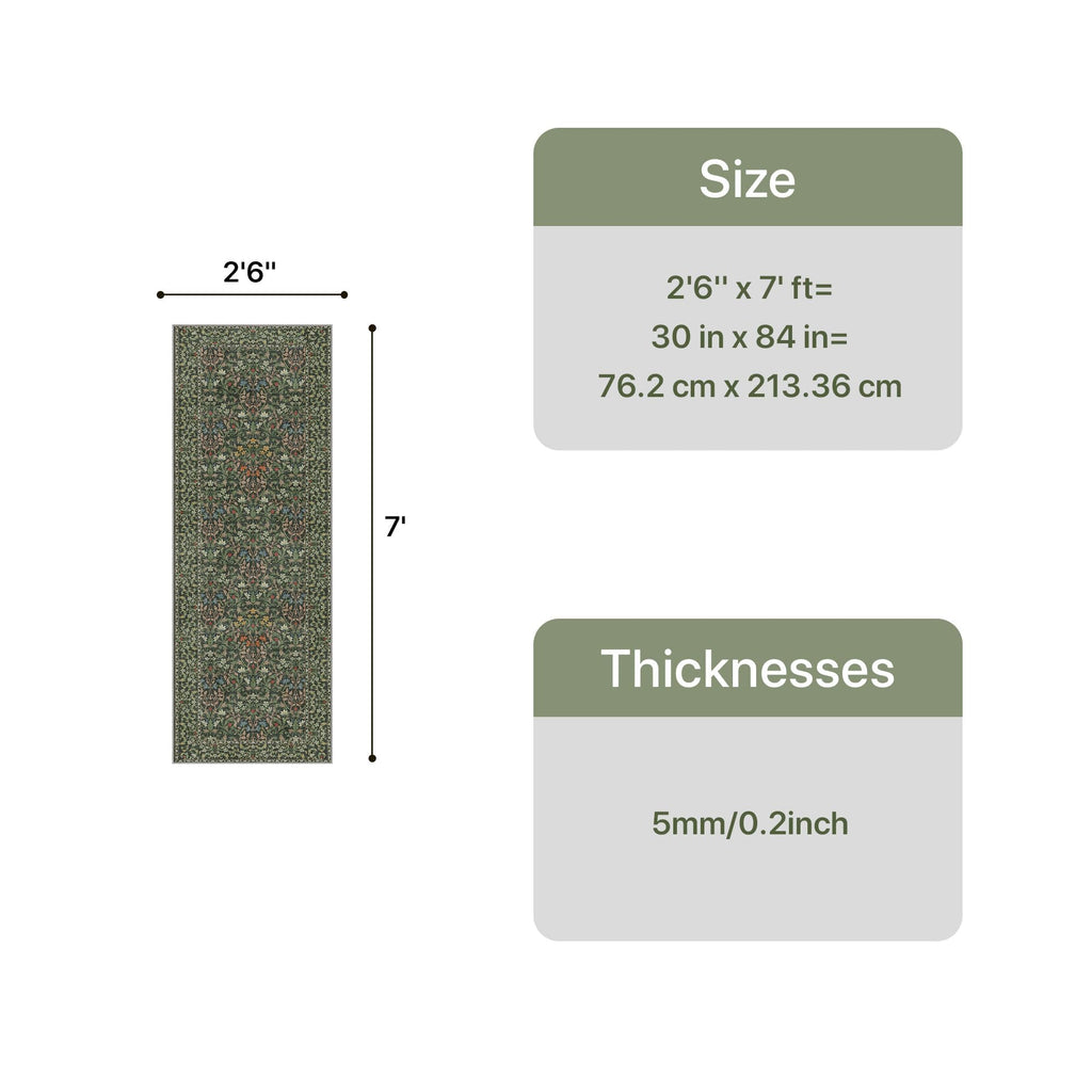 Washable Runner Rug, Non Slip Entryway Mat, Emerald Green