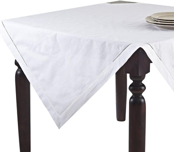Hemstitched Tablecloth - Linen Blend Tablecloth for Weddings, Holiday Dining, Dinner Parties & Every