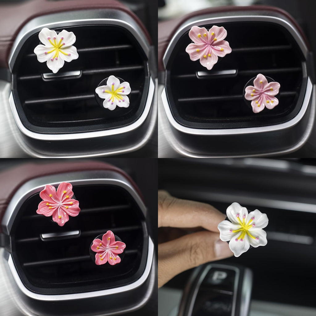 Cute Car Air Fresheners Vent Clips 6 PCS, Flower Air Vent Clips Pink Car Accessories Interior Aesthetic Women