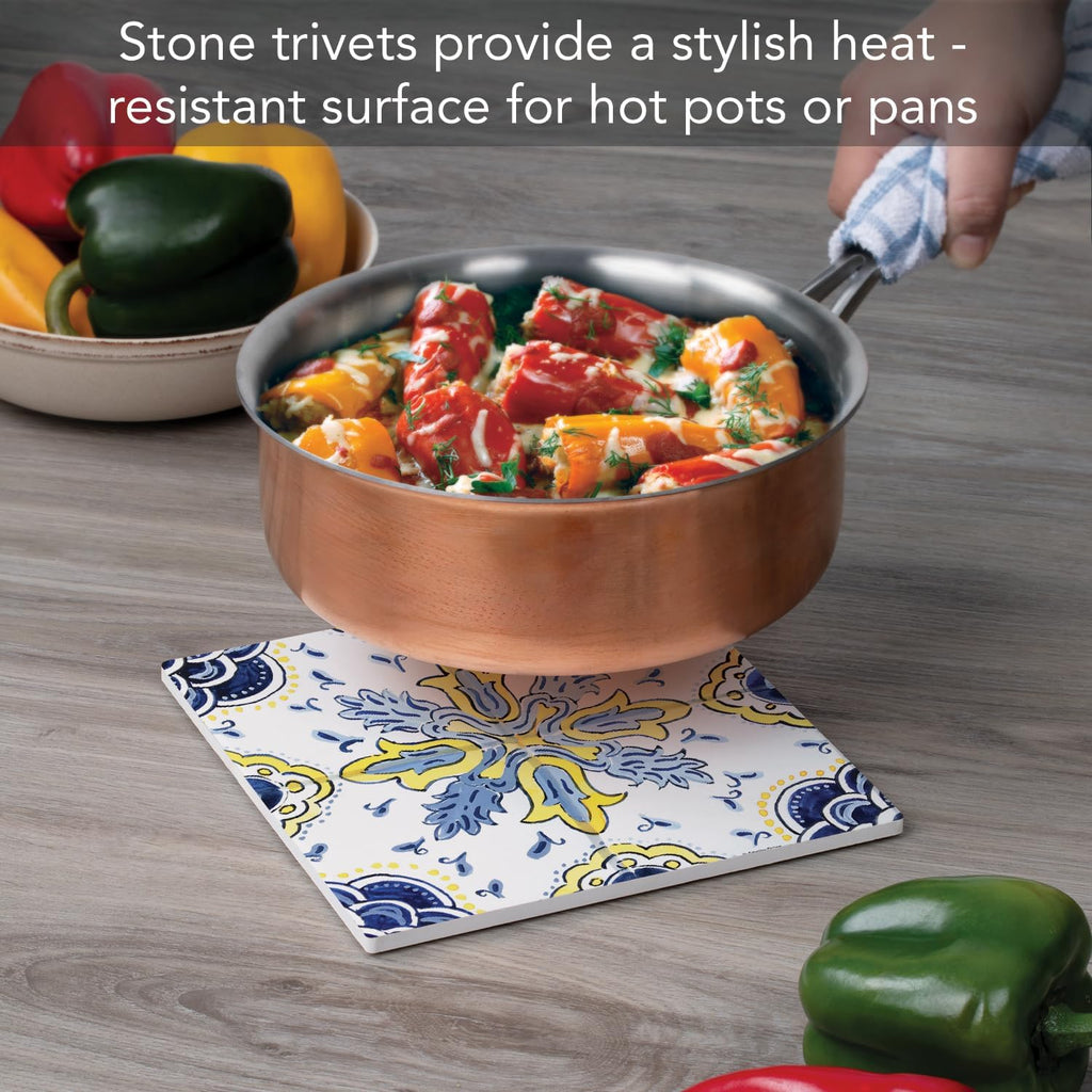 Thirstystone Blue & Yellow Decorative Heat Tolerant Stone Trivet