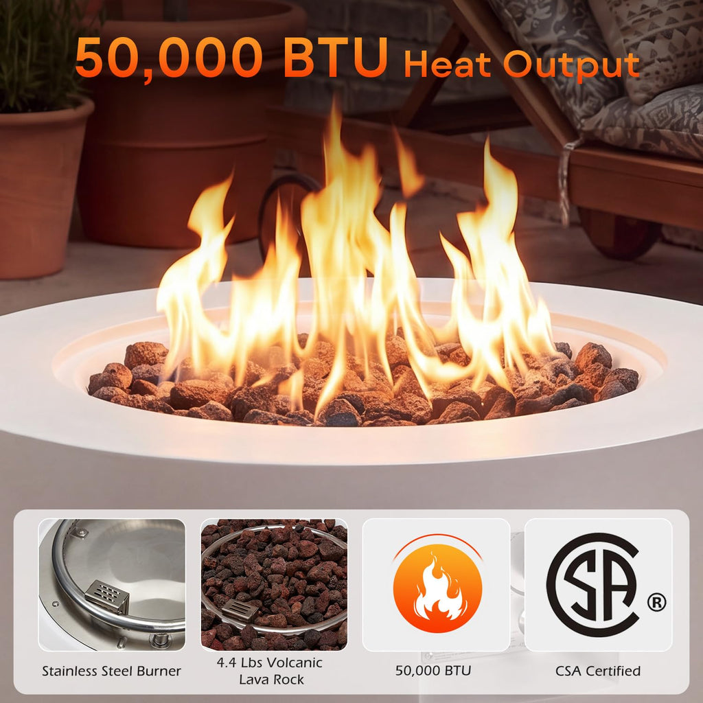 30" Outdoor Propane Fire Pit Table Round Gas Fire Pit Table, No Tank Holder