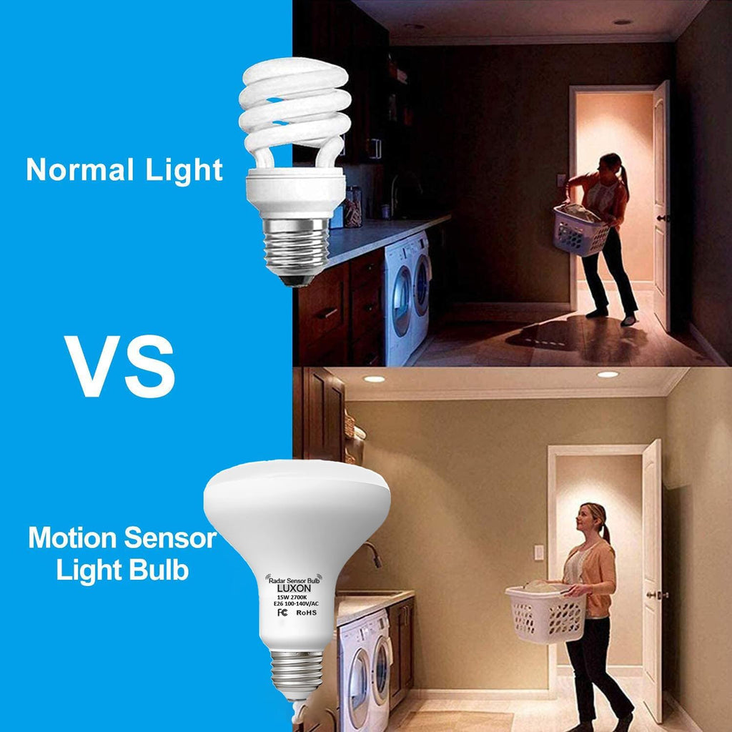 15W BR25 Radar Motion Sensor Light Bulbs,Warm E26 Outdoor Auto On/Off