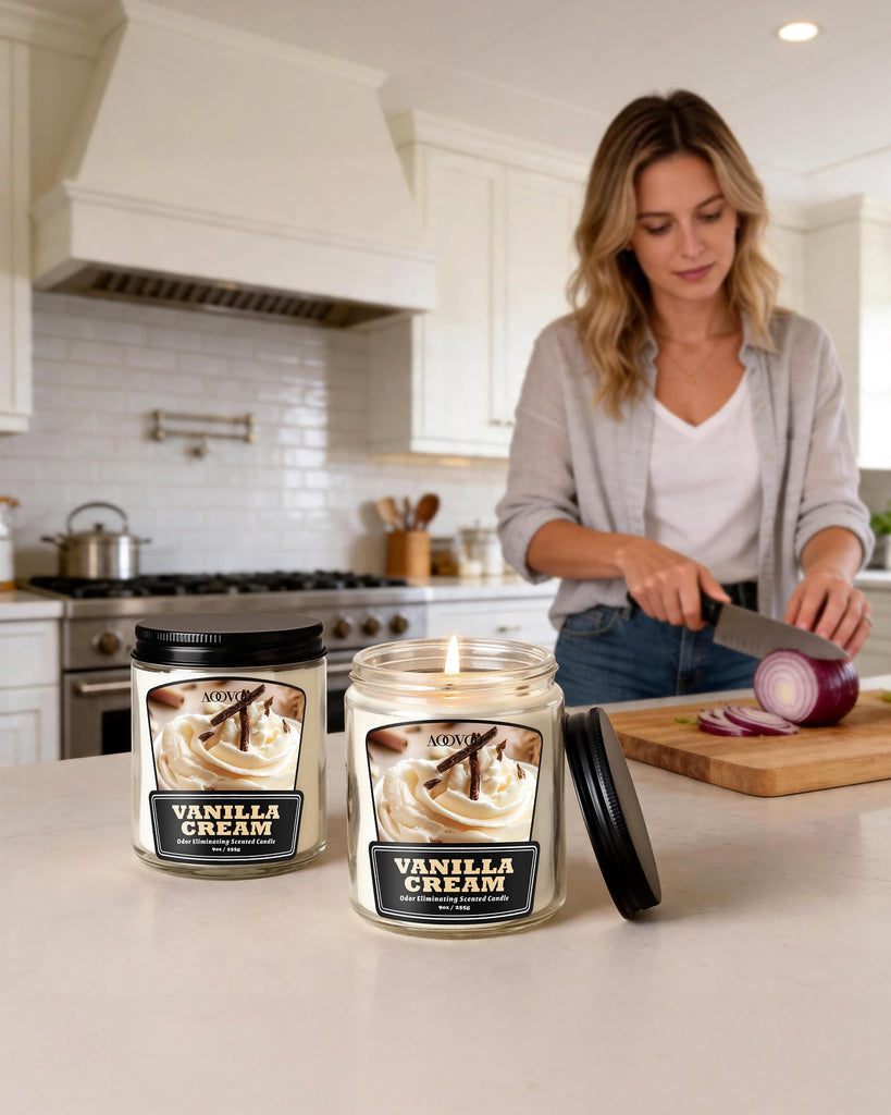 2 Pack Vanilla Cream Odor Eliminating Candle - 18 oz Soy Candle