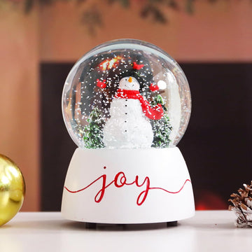 Christmas Snow Globes, Snowman Snow Globes with Red Cardinal and Music Lighted Swirling Glitter Clockwork Water Globe