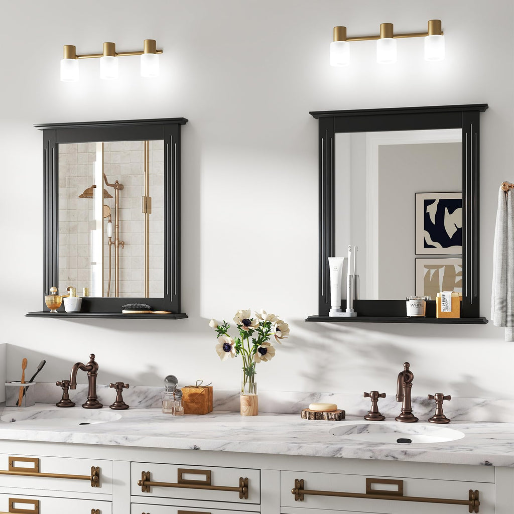 Bathroom Mirror with Shelf, Rectangle Over Sink Mirror, Hanging Vanity Mirror for Dressing Room Washroom Bedroom