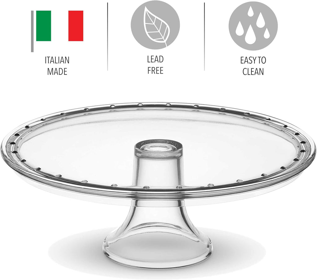 Cake Stand, Crystal Glass Footed Cake Plate Serving Platter - Made in Italy