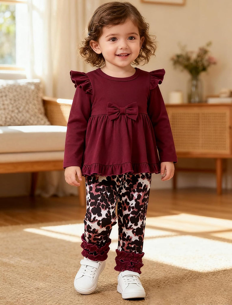Baby Girl Clothes Toddler Girl Outfits Ruffle Long Sleeve Top and Floral Pants Set Fall Winter Clothes