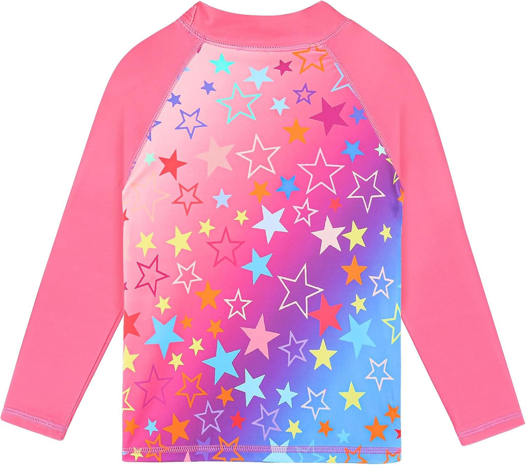 Girls Two Piece Swimsuit Long Sleeve Rash Guard