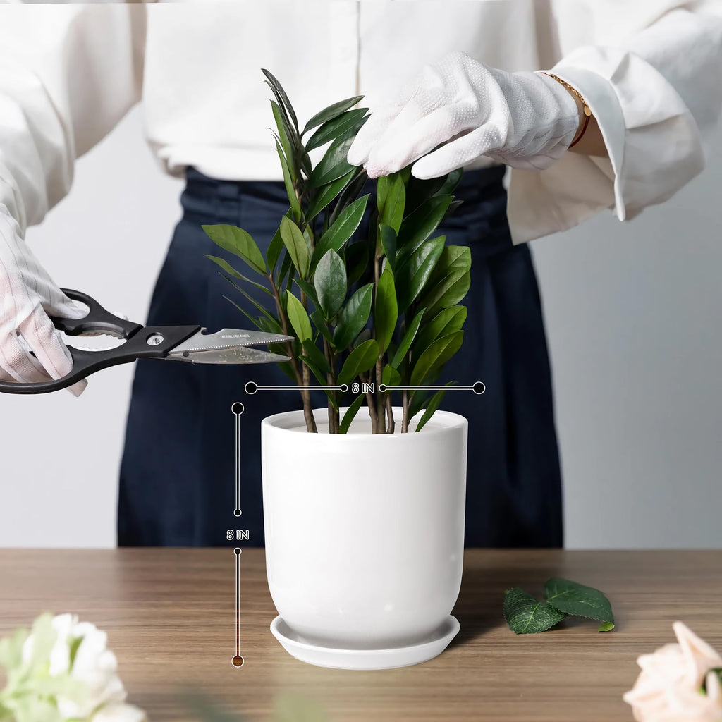 8in Plant Pot, Ceramic Plant pots, Ceramic Planter for Indoor Plants Outdoor, Mid-Century Modern Home Decor, Modern