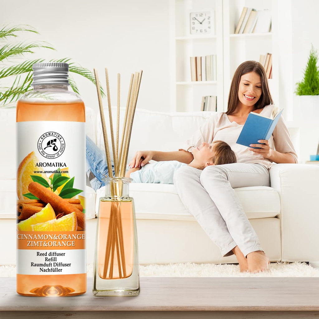 Cinnamon - Orange Diffuser Refill 6.8 Fl Oz (200ml) - Intensive - Fresh & Long Lasting Fragrance - Good for
