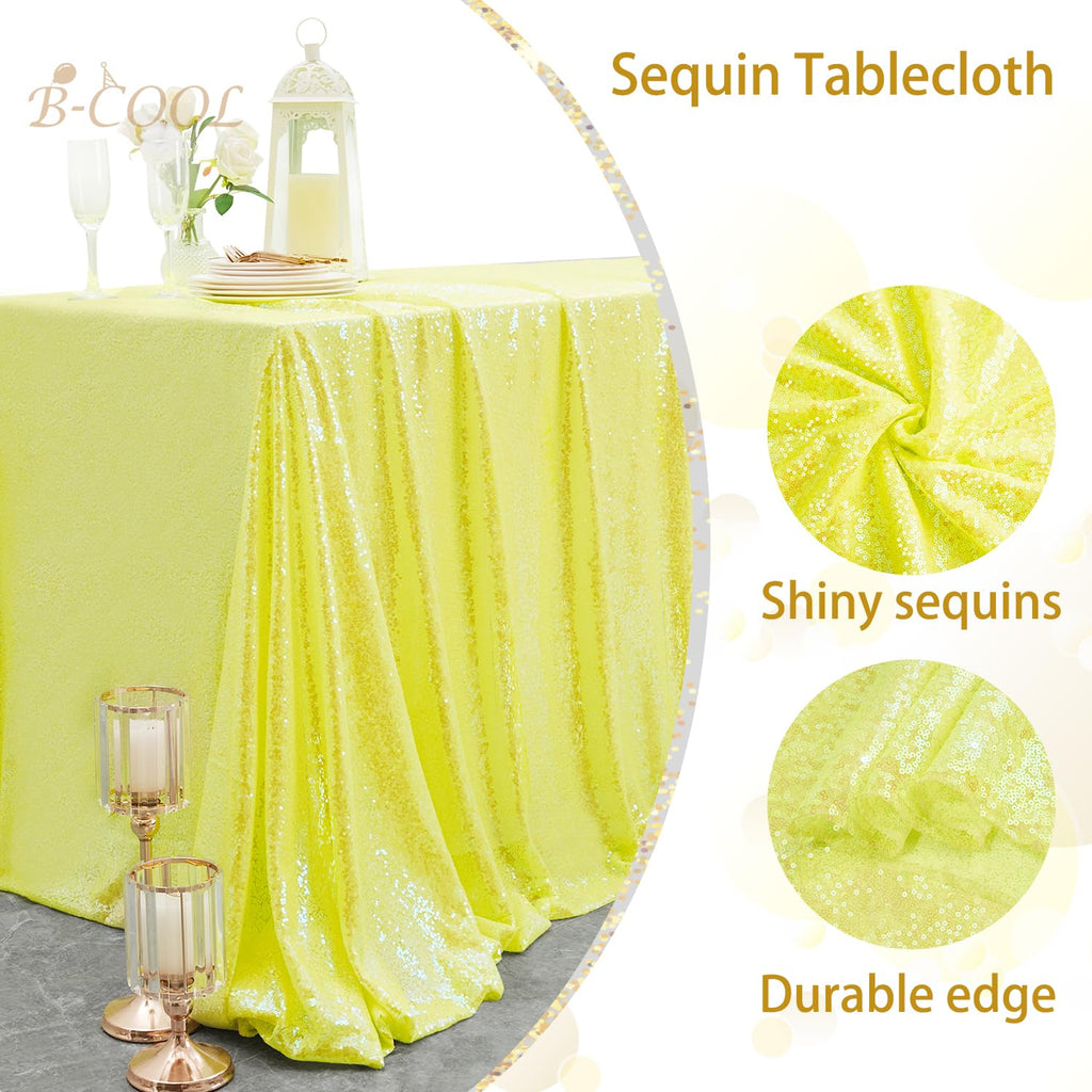 Mermaid Sequin Tablecloth Crystal Yellow Glitter Table Linen Party