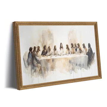 The Last Supper Christian Wall Art - Sacred Biblical Scene of Jesus and the Twelve Apostles, Reverent Religious