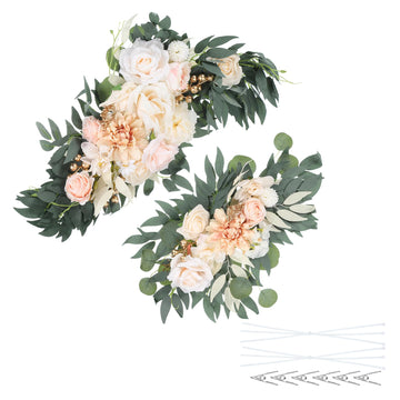 Wedding Arch Flowers, 2Pcs Artificial Silk Faux Rose Flower Swag