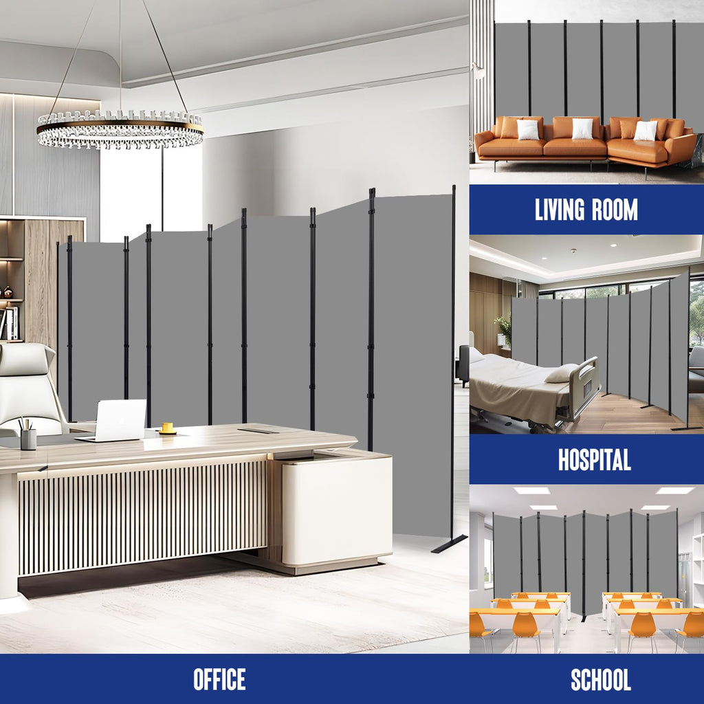 8 Panel Folding Privacy Screen, 14.67ft Wide Partition Room Dividers Panel