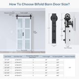 32"x 84" (Double 16" x 84") Bifold Barn Door, Bifold Sliding Barn Door with Hardware Kit, Solid MDF 