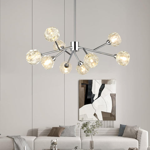 Sputnik Chandeliers for Dining Room Light Fixture Over Table, Modern Crystal Chandeliers, 9 Lights Chrome Lighting Fixtures for Living Room Bedroom Kitchen Island Bar A116-B08GFYFPGY
