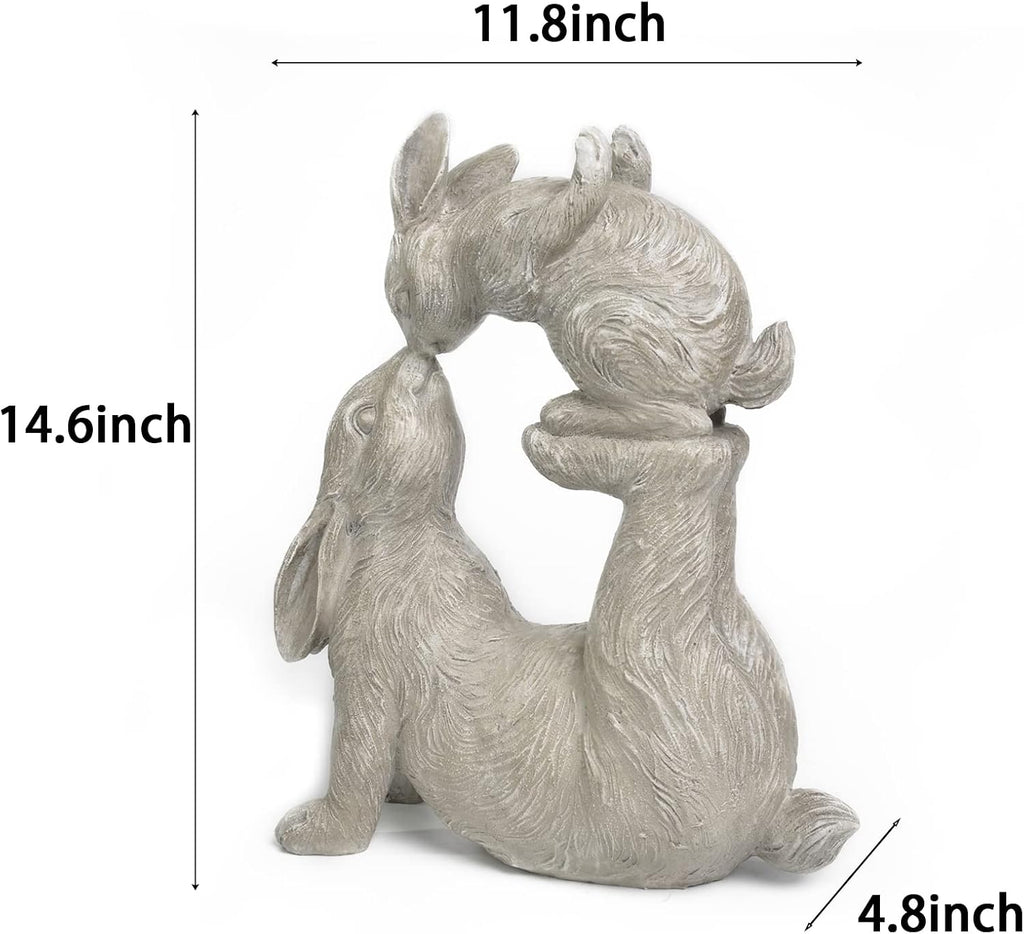 Garden Statues Kissing Bunny Sulpture - Garden Décor Rabbit Collectible Figurines Yard Decorations Outdoor 11.8" L x