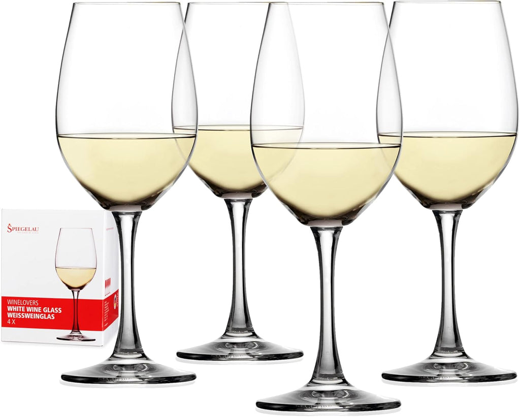Wine Lovers White Wine Glasses Set of 4 - Elegant Stemmed Crystal Wine Glassware for Chardonnay, Sauvignon Blanc &
