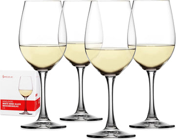 Wine Lovers White Wine Glasses Set of 4 - Elegant Stemmed Crystal Wine Glassware for Chardonnay, Sauvignon Blanc &