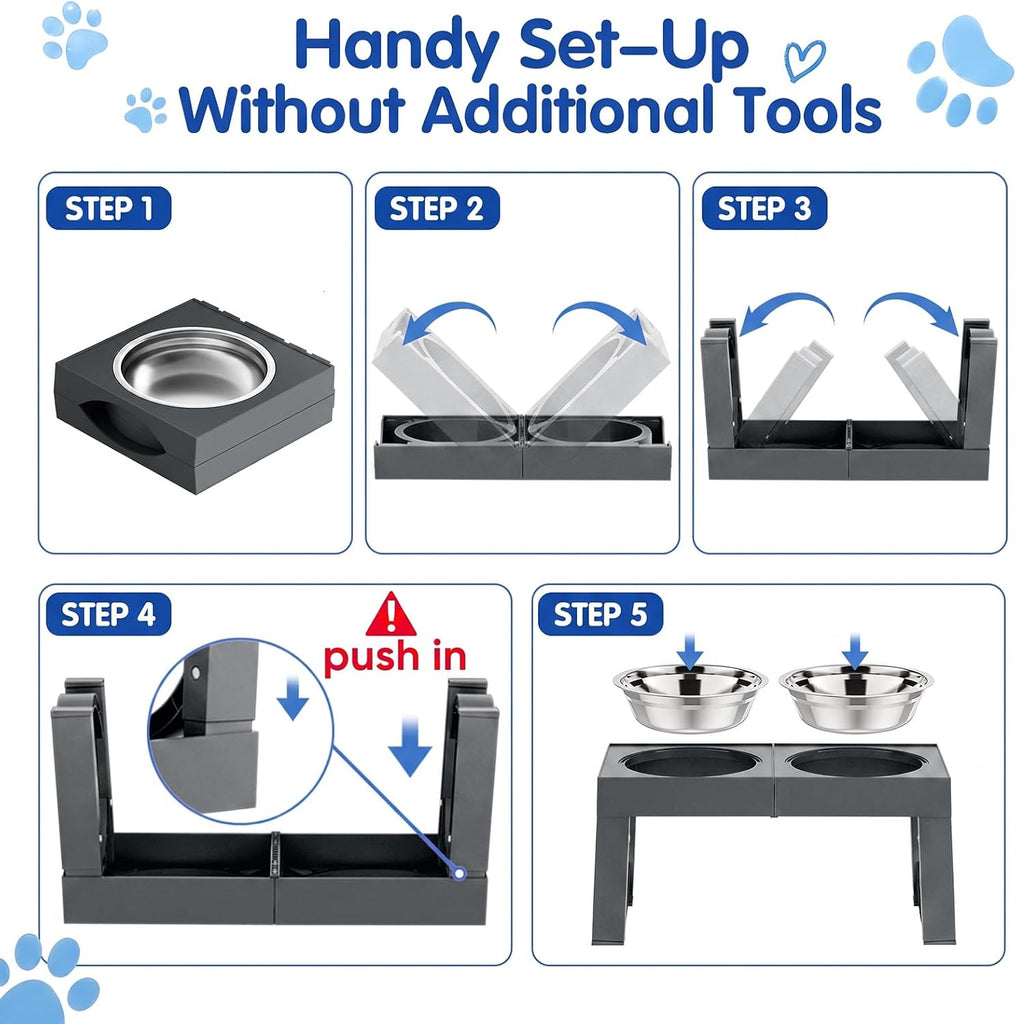 Elevated Dog Bowls Large Breed Raised Dogs Bowl Stand Large/Medium Sized Dog Stainless Steel Food Water Bowl Stands 5