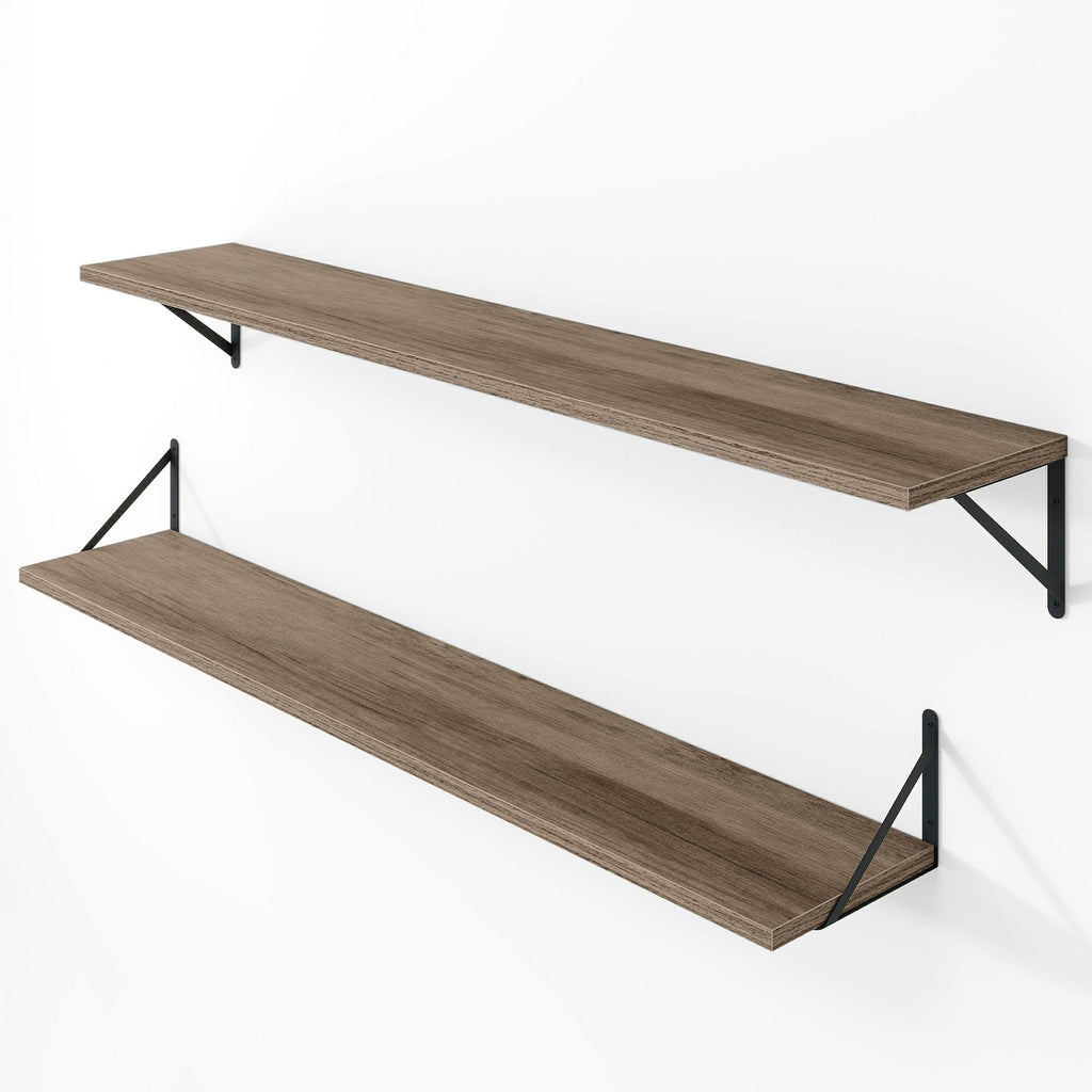 Deep Floating Shelves for Wall, 48W x 8D Rustic Grey Wood Wall Shelves Set of 2, Large Floating Shelf and Decor