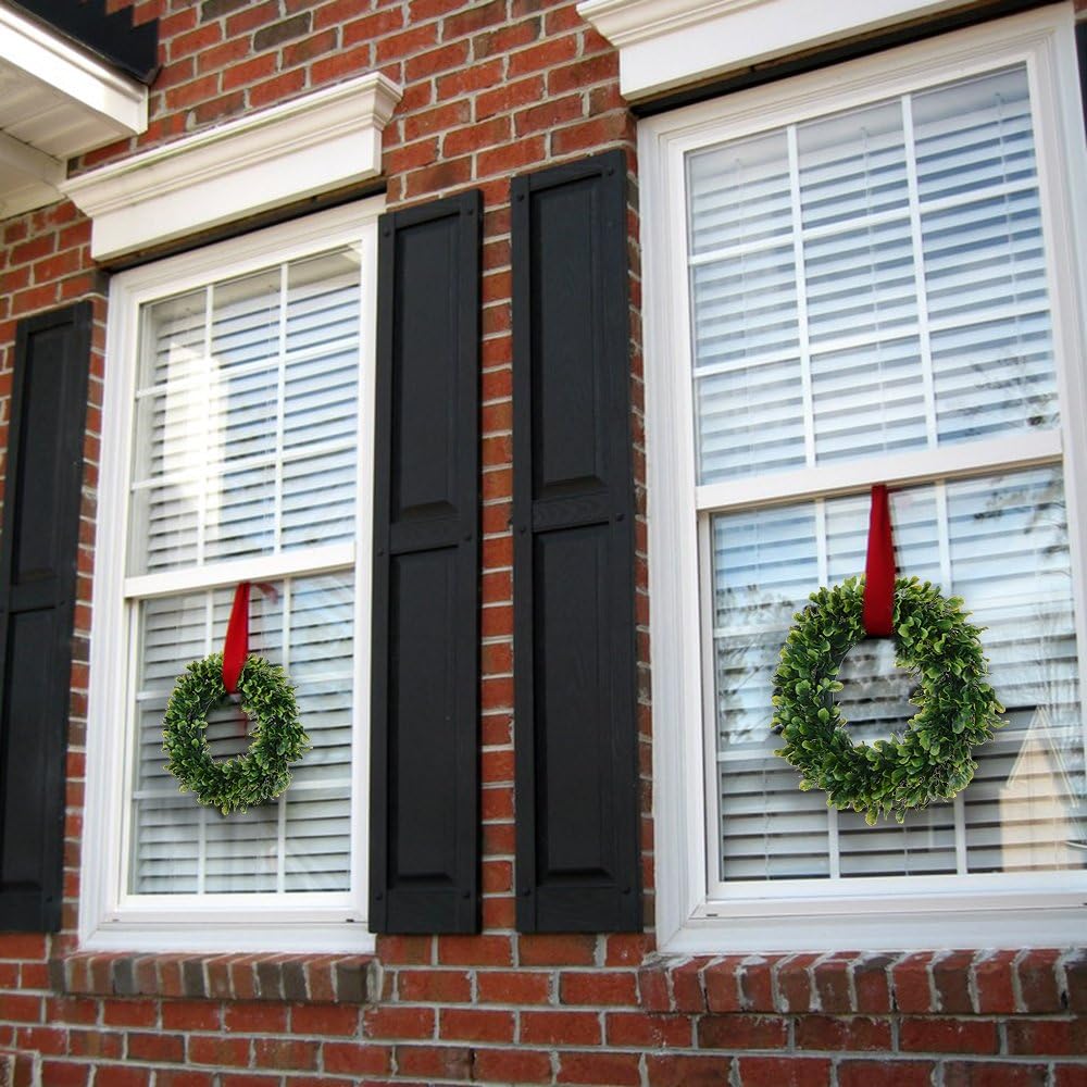 15" Boxwood Wreath - Artificial Green Leaves Wreath for Front Door, Wall, Window & Party Decor