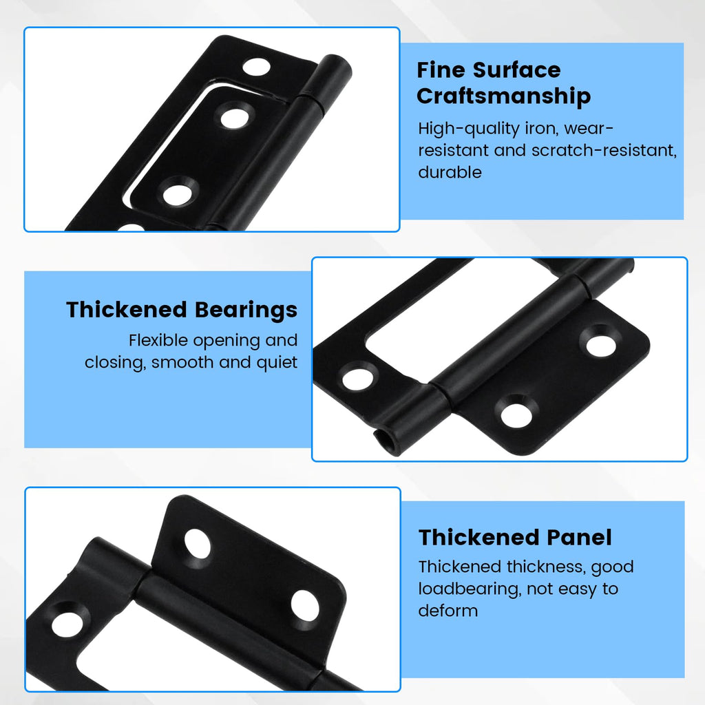 4-Pack Non-Mortise Door Hinges Bifold Butt Cabinet Hinges with Screws for Furniture Windows Cupboard etc. - 2 x 0.9