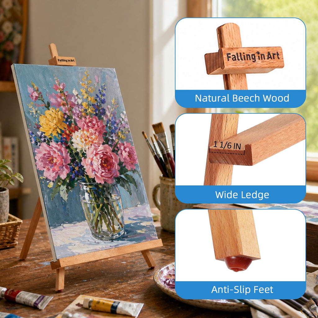 4 Pack Beechwood 25'' Tabletop Easel Display Stand Set for Painting