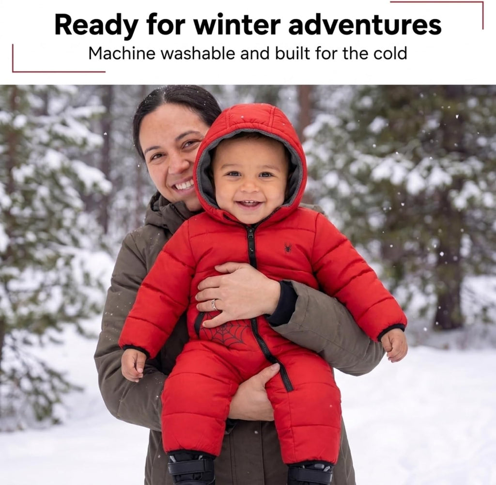 Toddler Snow Suit - Fleece Lined Baby Snowsuit, Fold-Over Cuffs