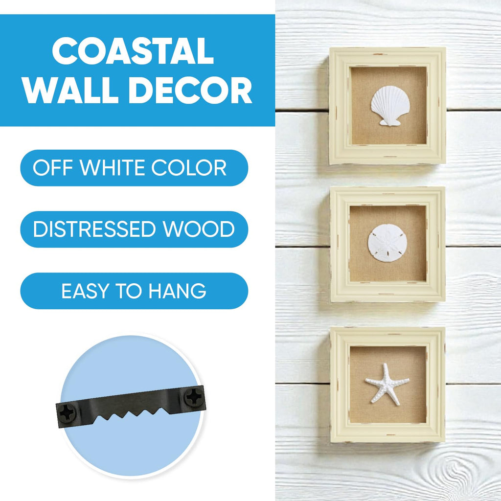 Beach Wall Decor, Set of 3 Frames for Ocean Bathroom or Beachy Room