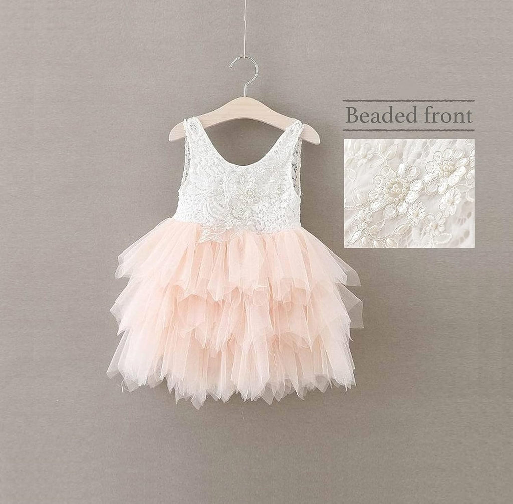 Backless A-line Lace Back Flower Girl Dress