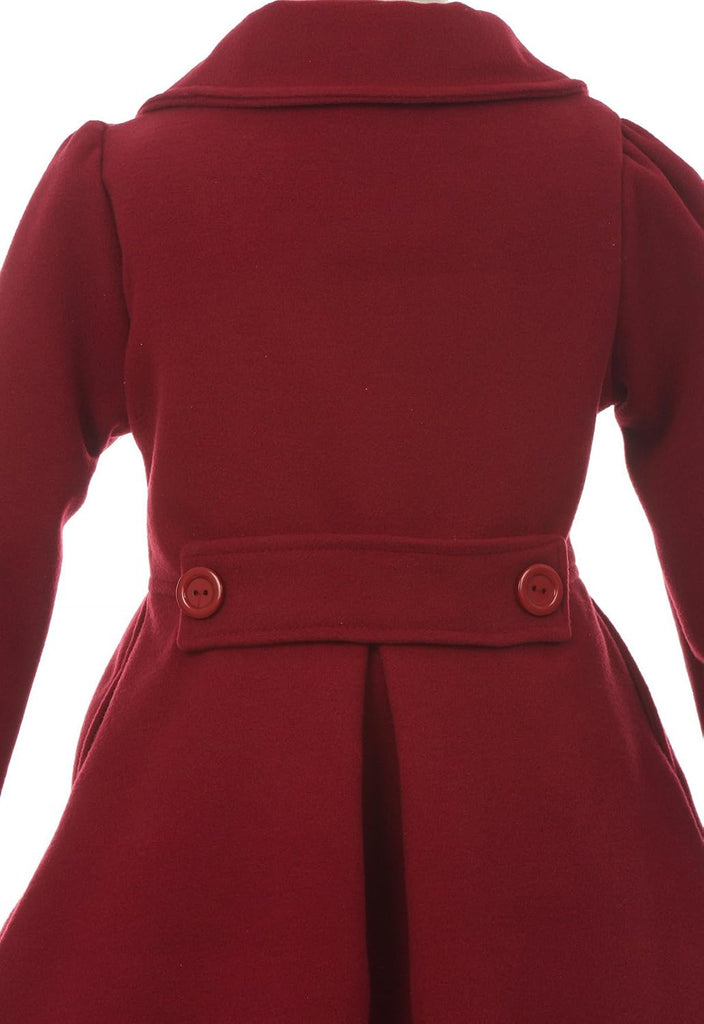 Girls Dress Coat Long Sleeve Button Pocket Long Winter Coat Outerwear