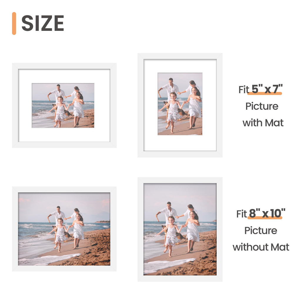 8x10 Picture Frames, Gallery Wall Frames Set of 5, White