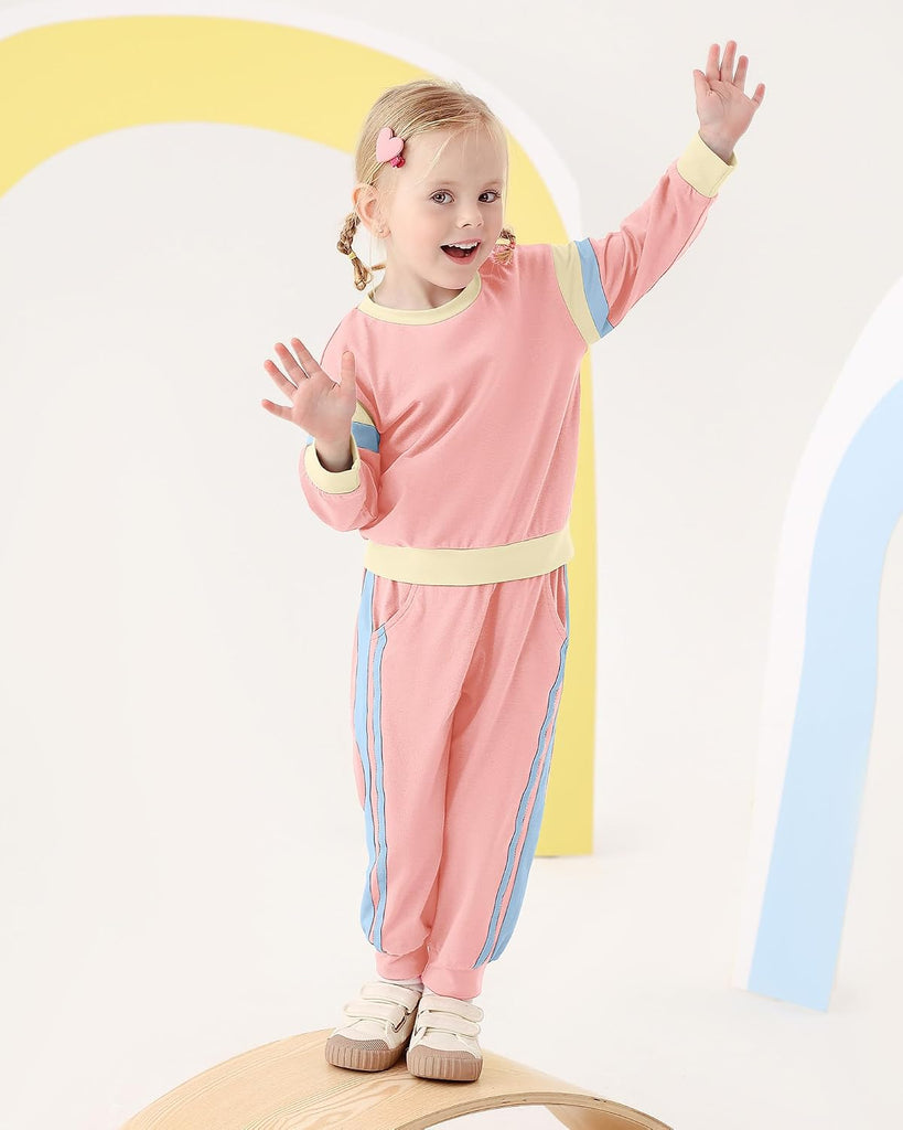 Toddler Girl Clothes Outfits Color Block Long Sleeves Top and Pants