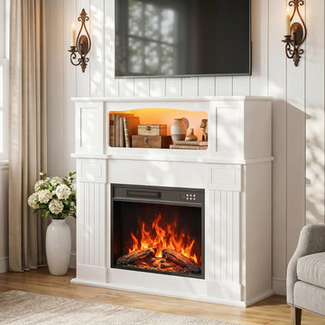 43" LED Lights Electric Fireplace with Mantel & 23Inch Insert Heater