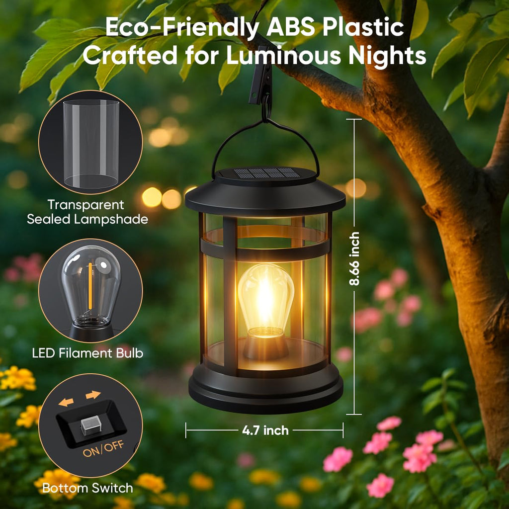 Solar Lanterns Outdoor Waterproof: 6 Pack Hanging Solar Lights for Porch