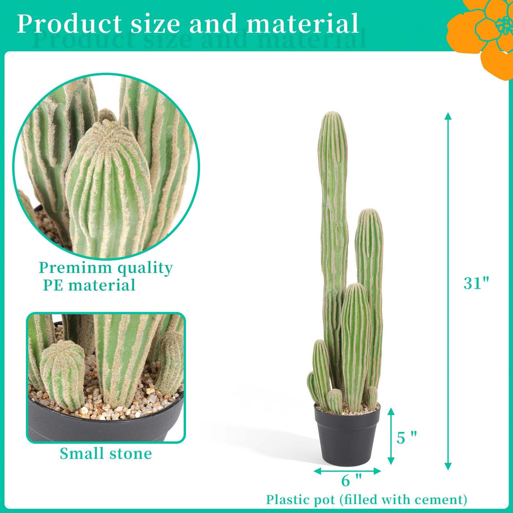 Artificial Cactus 31 INCH Tall Fake Cactus Plants Faux Cacti Saguaro with Planter for Indoor Outdoor Home Office Shop