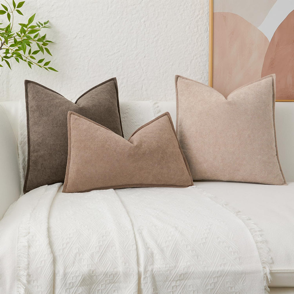 Soft Waterproof Pillow Covers 22x22 Inch 2 Pack, Coco Brown