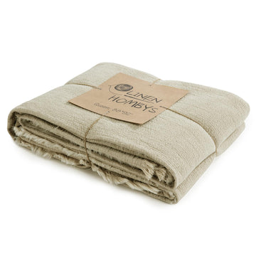 88"x92" Linen Queen Size Blanket-Soft Linen Reversible Throw Lightweight Blanket in Natural Color Bed Blanket (Flax