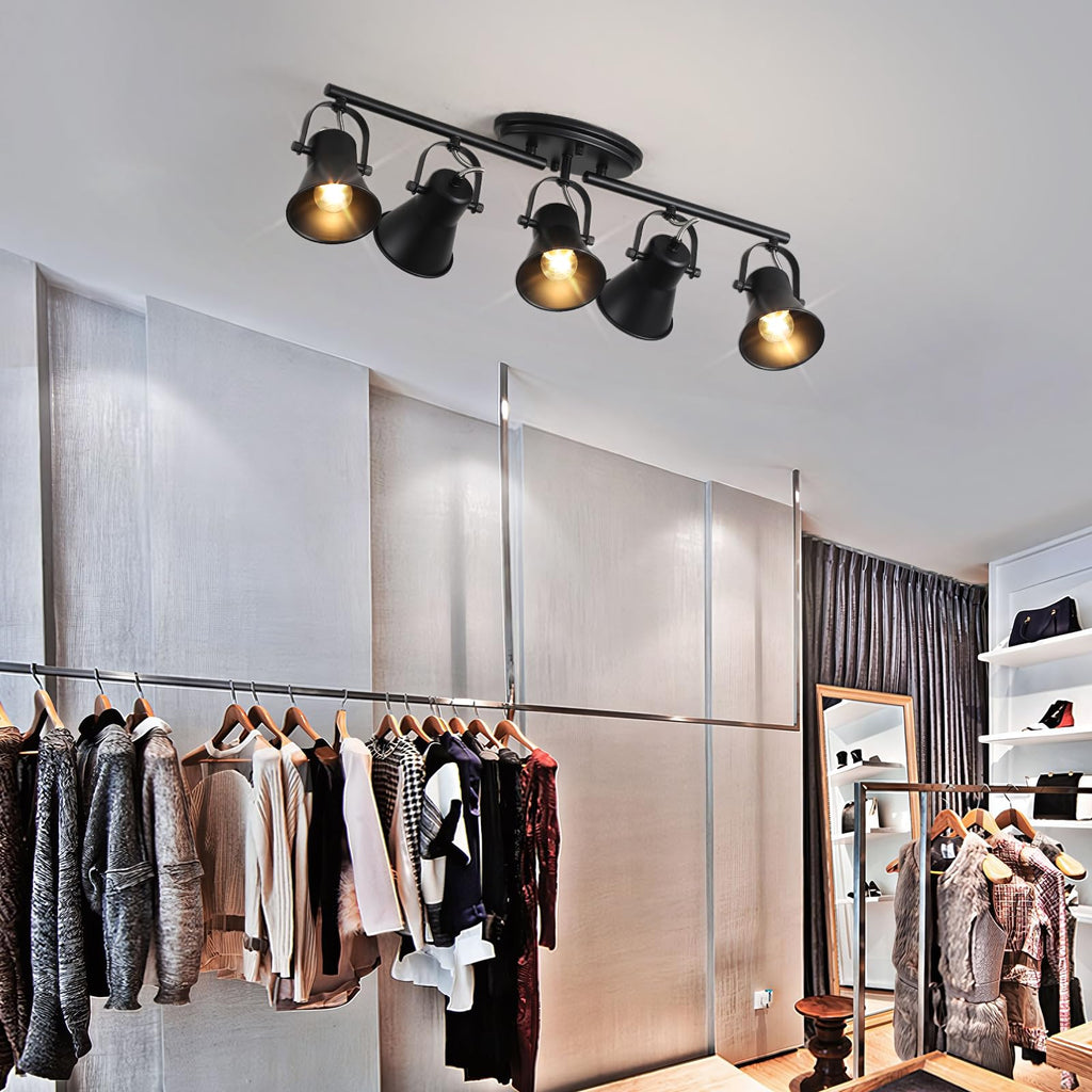 Track Lighting Kit,Black Semi Flush Mount Ceiling Light with 5 Rotatable Light Heads,Modern Accent Lighting