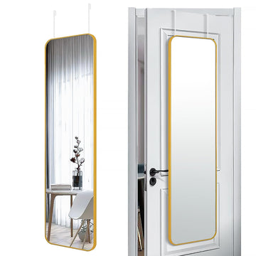 47x14 Full Length Mirror Over the Door Hang or Wall Mounted Gold