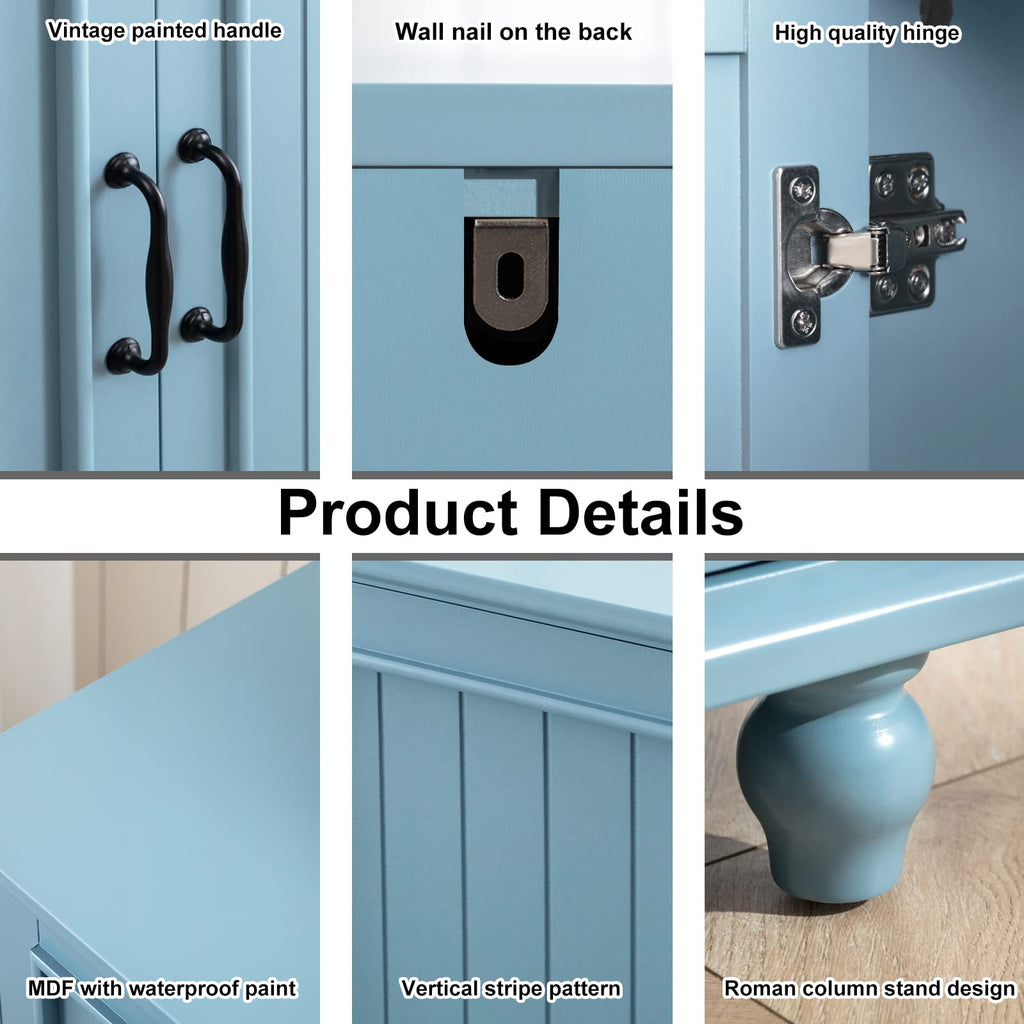 62'' Large Buffet Cabinet with Storage, Blue