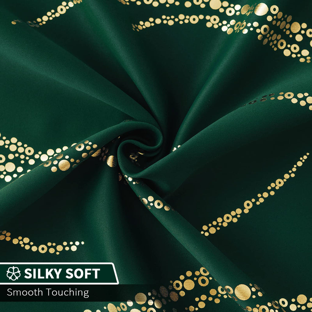 Emerald Green Blackout Curtains Foil Print W42 x L84