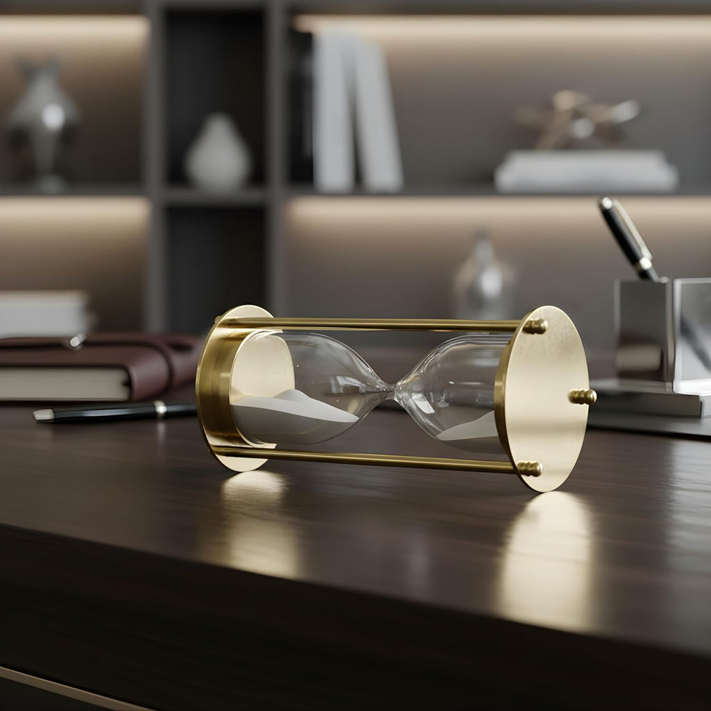 Hourglass Sand Timer - with White Sand, Decorative Modern Home & Office Desk Ornament, Elegant Time Management & Gift