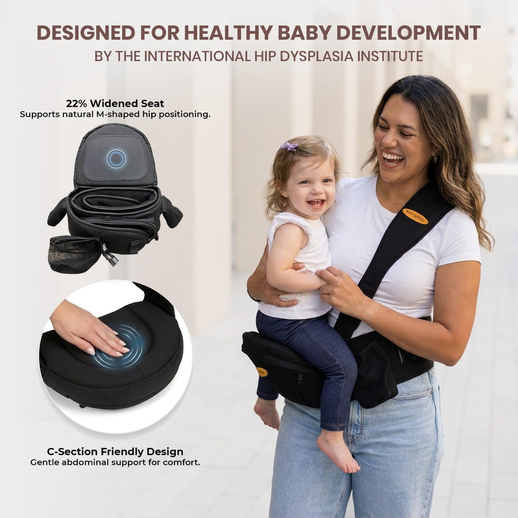 Hip Seat Baby Carrier for Toddlers Featuring the Flexi-Soft Shoulder Strap