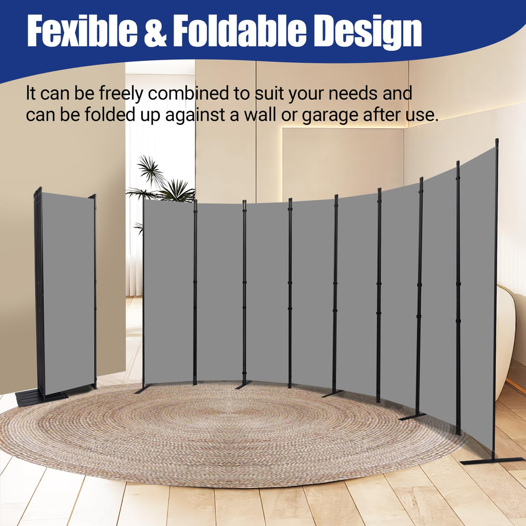 8 Panel Folding Privacy Screen, 14.67ft Wide Partition Room Dividers Panel
