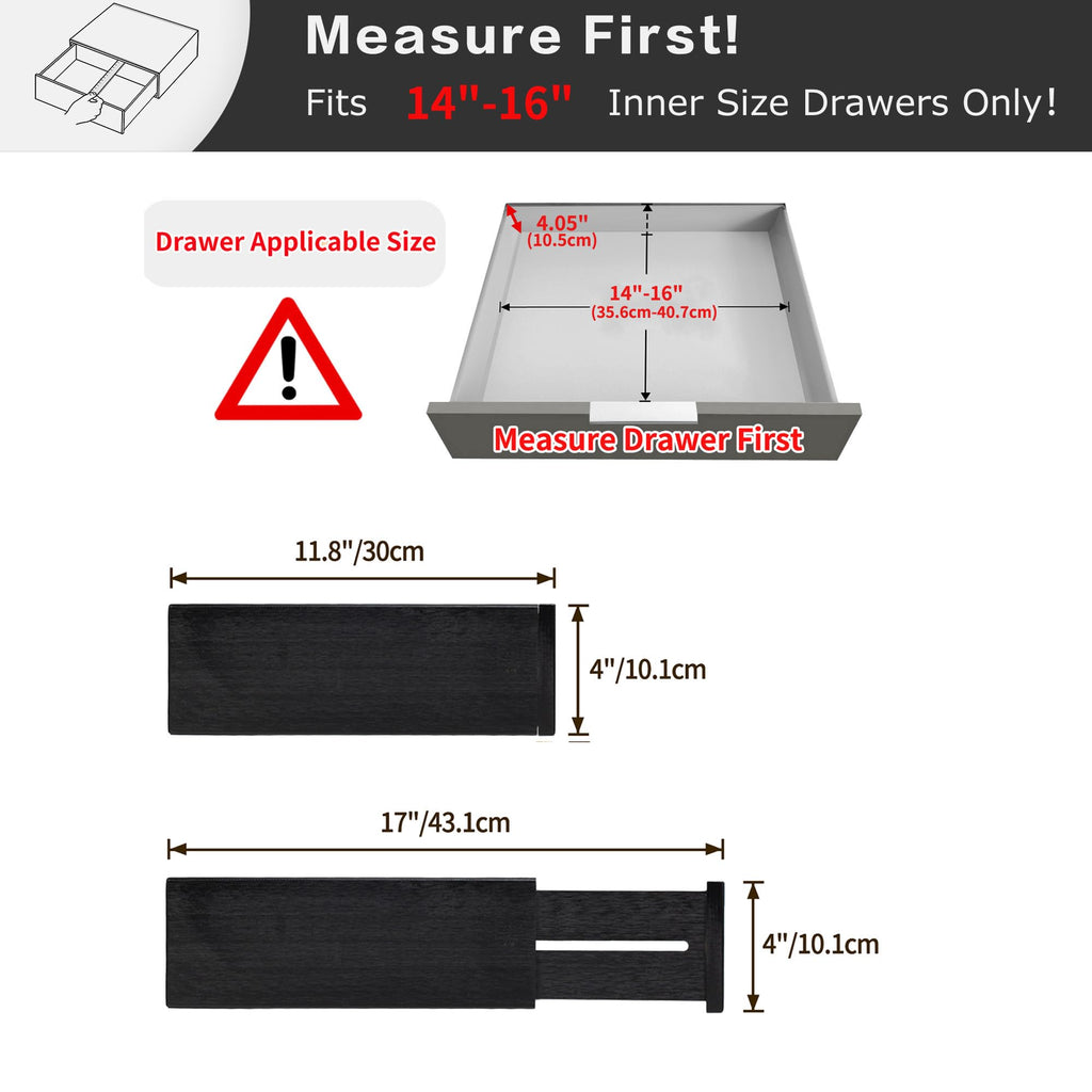 Dresser Drawer Dividers, 4" High Black Drawer Organizers Clothes