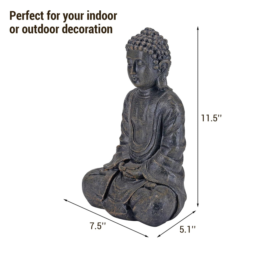 11.5 Inch Gray Buddha Statue Resin Meditation Figurine