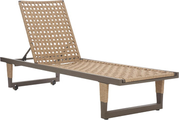 Outdoor Patio Furniture Collection - Arthur Grey & Heather Tan Woven Rope Chaise Lounge Chair, Adjustable Reclining