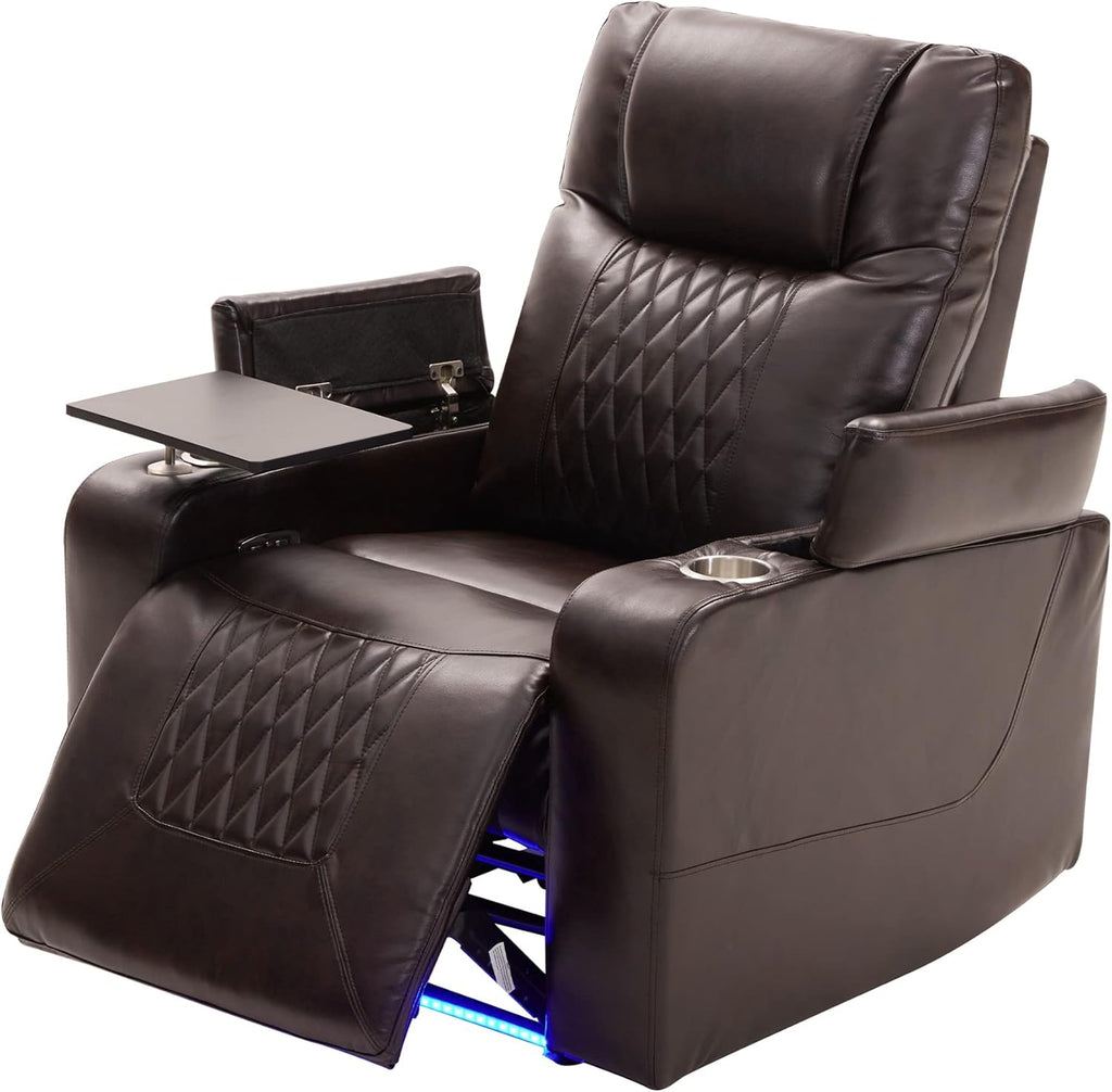 Electric Recliner Chair with USB Charge Port, 360 Swivel Tray Table, Hand in-Arm Storage, and Cup Holders